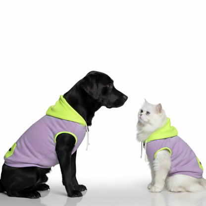 Skatrs Lilac Pop In-Style Hoodie For Dogs and Cats(Lilac & Neon Green)