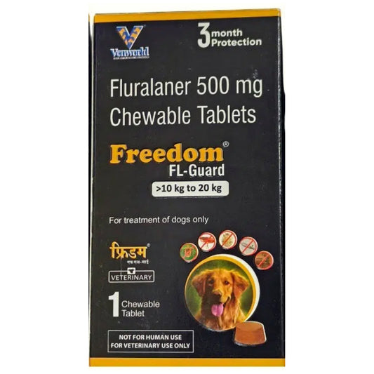 Venkys Freedom FL Guard Fluralaner 500mg Tablets for Dogs from 10 to 20kg