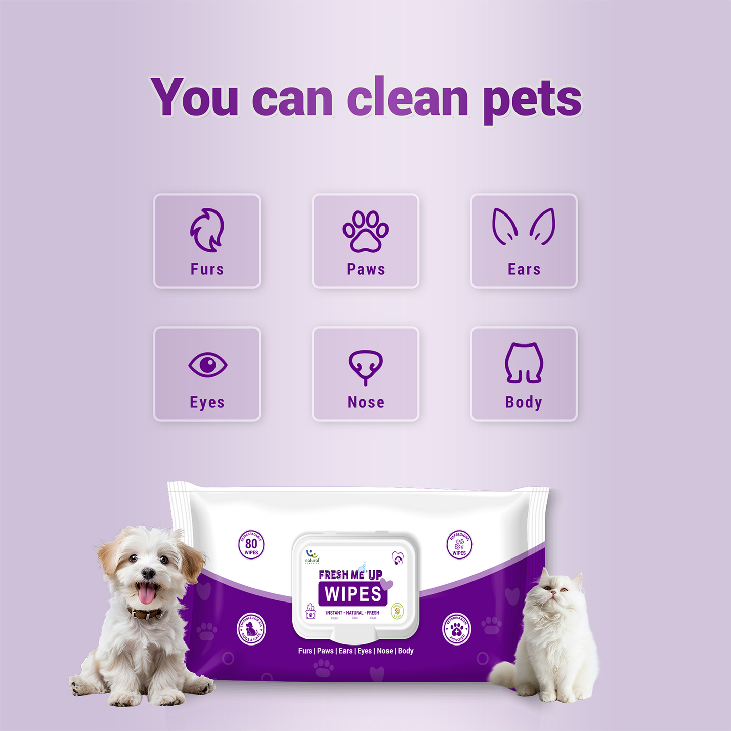 Natural Remedies Fresh Me Up Aloe Vera Wipes for Dogs & Cats