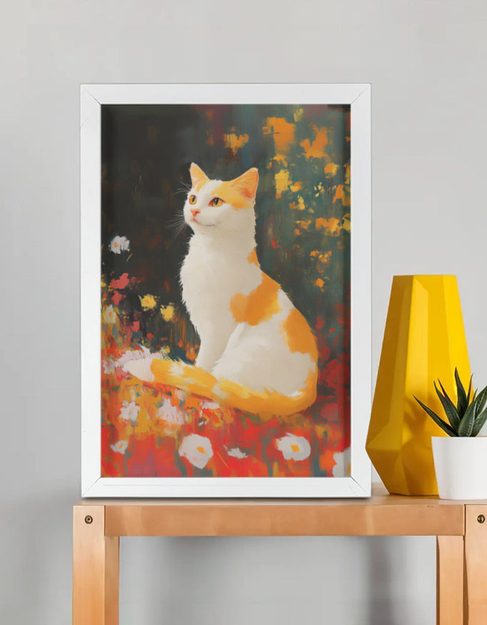 EverythingBoho The Farsighted Cat Wall Art (White)