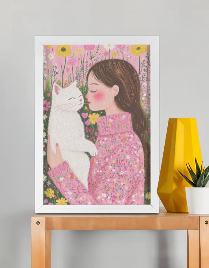 EverythingBoho Cat Mom Wall Art (White)