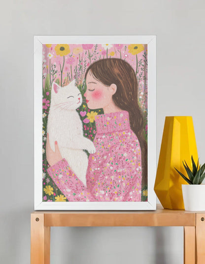 EverythingBoho Cat Mom Wall Art (White)