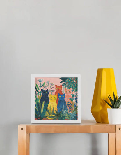 EverythingBoho Gangster Cats Wall Art (White)
