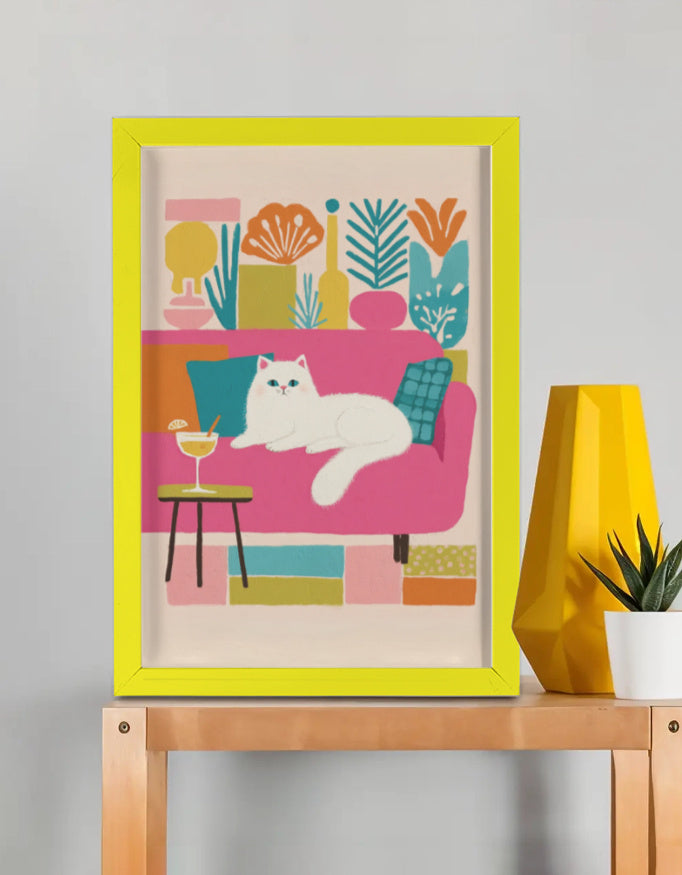 EverythingBoho The Cool Persian Cat Wall Art (Yellow)