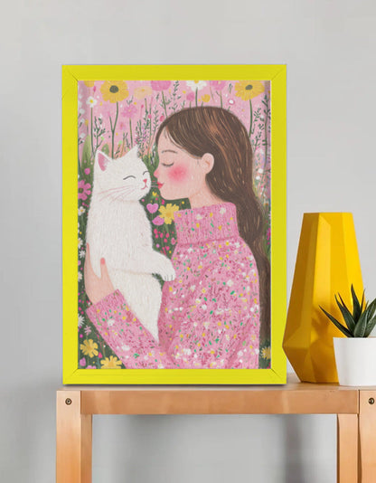 EverythingBoho Cat Mom Wall Art (Yellow)