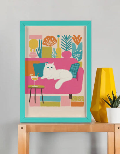 EverythingBoho The Cool Persian Cat Wall Art (Bottle Green)