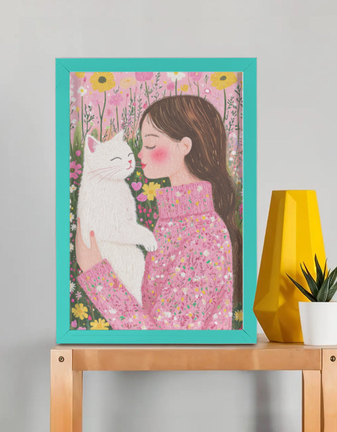 EverythingBoho Cat Mom Wall Art (Bottle Green)