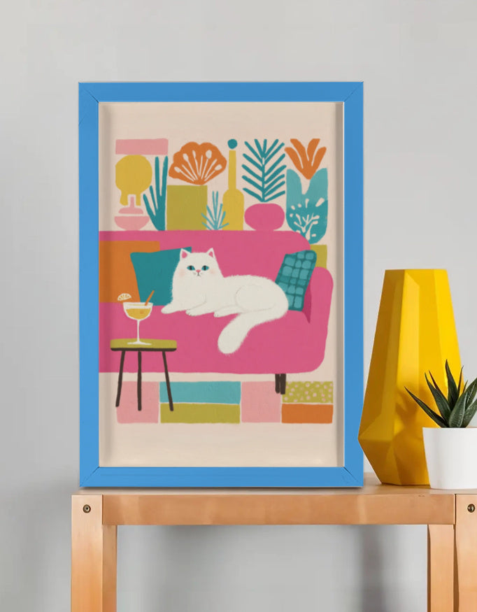 EverythingBoho The Cool Persian Cat Wall Art (Royal Blue)