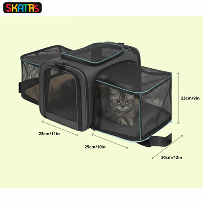 Skatrs Foldable Expandable Pet Travel Carrier Bag for Small Dogs, Adult Cats & Kittens (Grey)