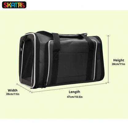 Skatrs Foldable Expandable Pet Travel Carrier Bag for Small Dogs, Adult Cats & Kittens (Grey)