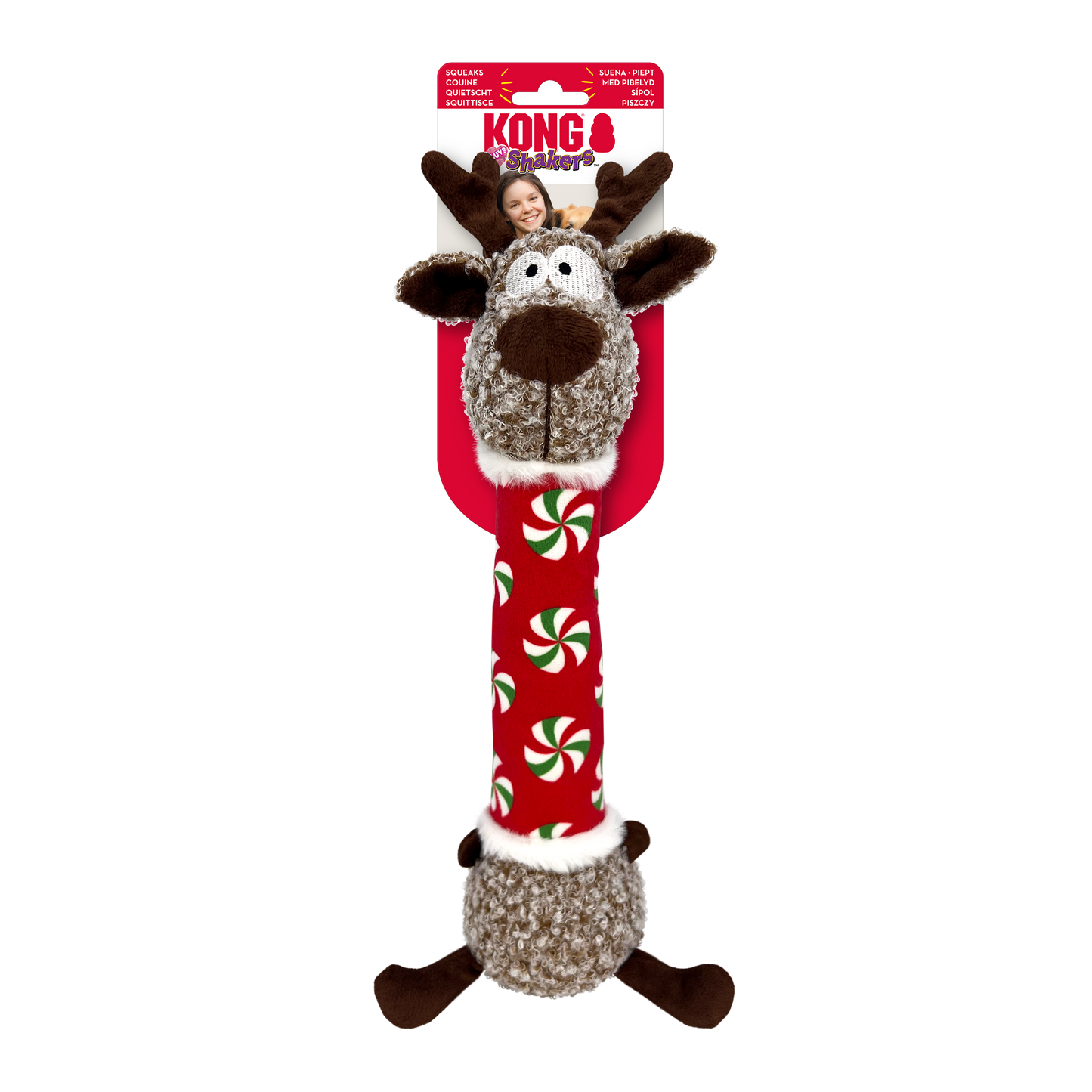 Kong Shakers Luvs Reindeer Toy for Dogs (Red & Green)