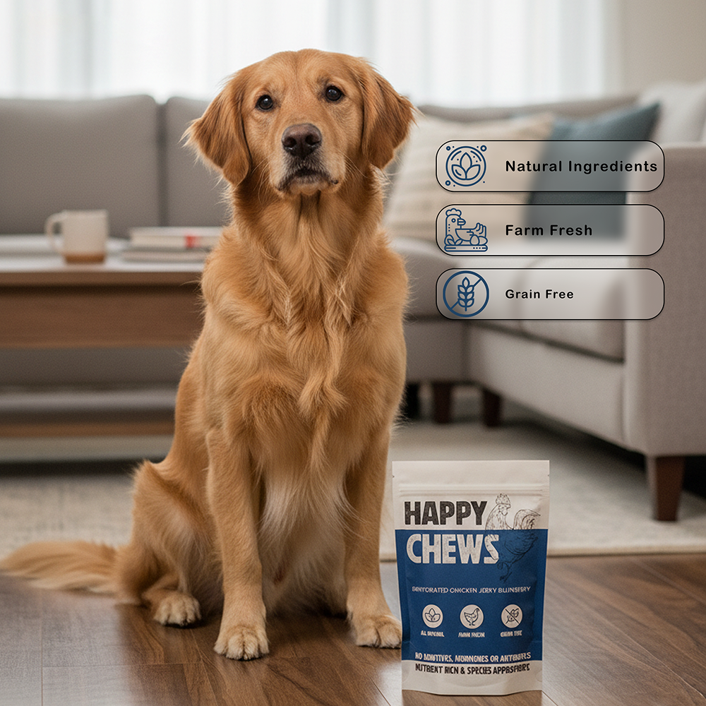 Nootie Happy Chew Dehydrated Blueberry Flavoured Chicken Jerky Dog Treat