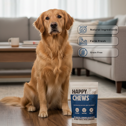 Nootie Happy Chew Dehydrated Blueberry Flavoured Chicken Jerky Dog Treat