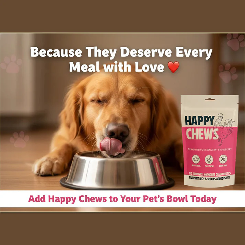 Nootie Happy Chew Dehydrated Strawberry Flavoured Chicken Jerky Dog Treat
