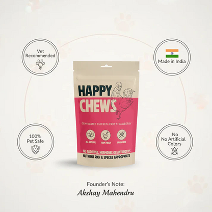 Nootie Happy Chew Dehydrated Strawberry Flavoured Chicken Jerky Dog Treat