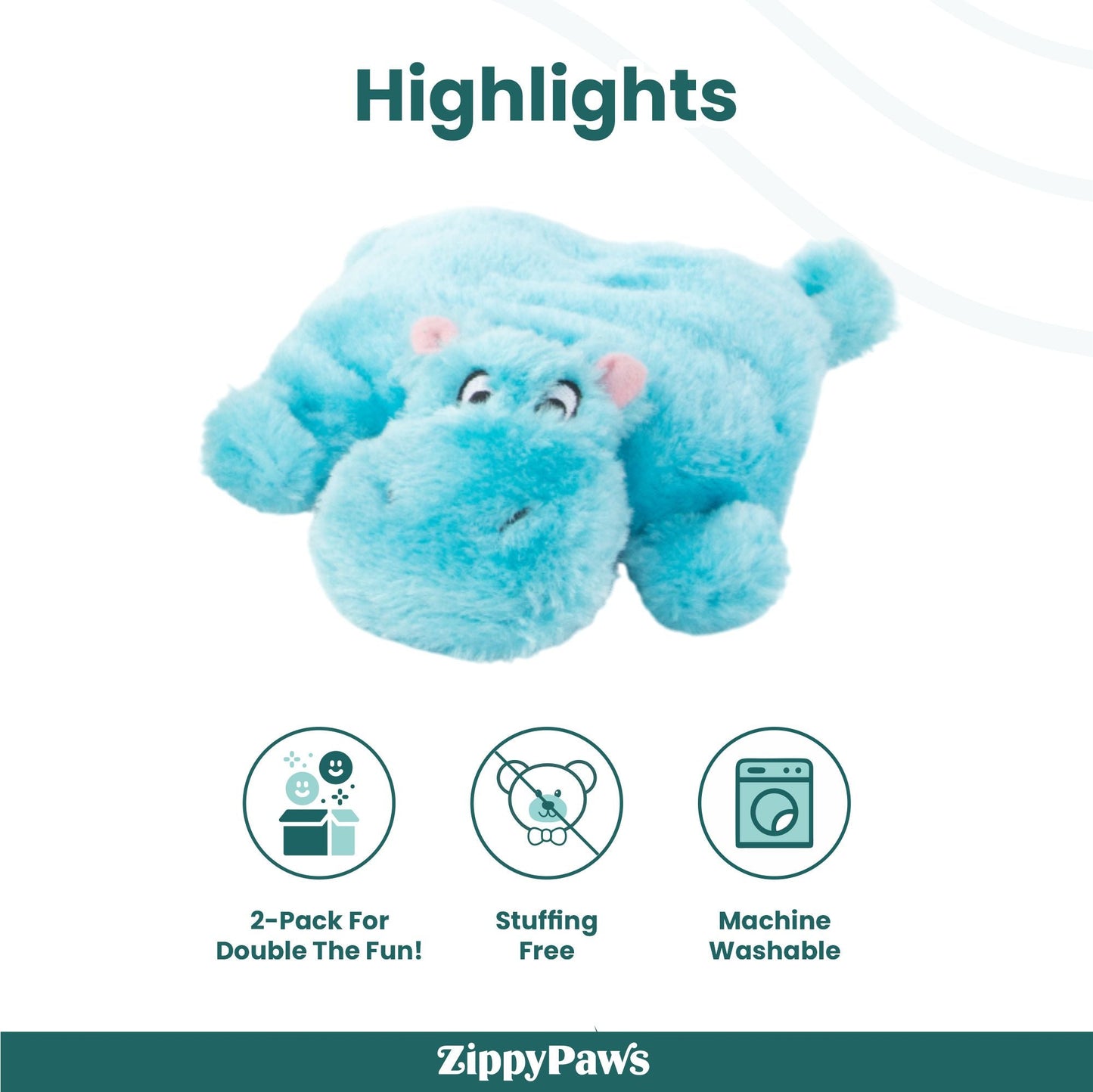 Zippy Paws Squeakie Pads Hippo & Aligator Plush Toy for Dogs