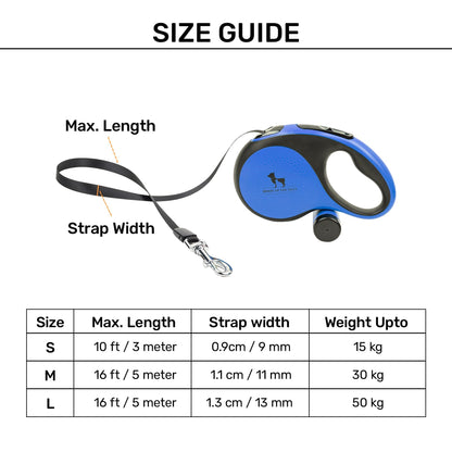 HUFT Retractable Leash With Poop Bag Dispenser for Dogs (Blue)