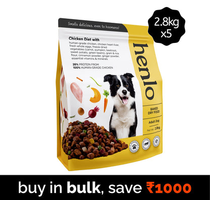 Henlo Baked Chicken & Vegetable Dry Food for Adult Dogs and Post Card Combo