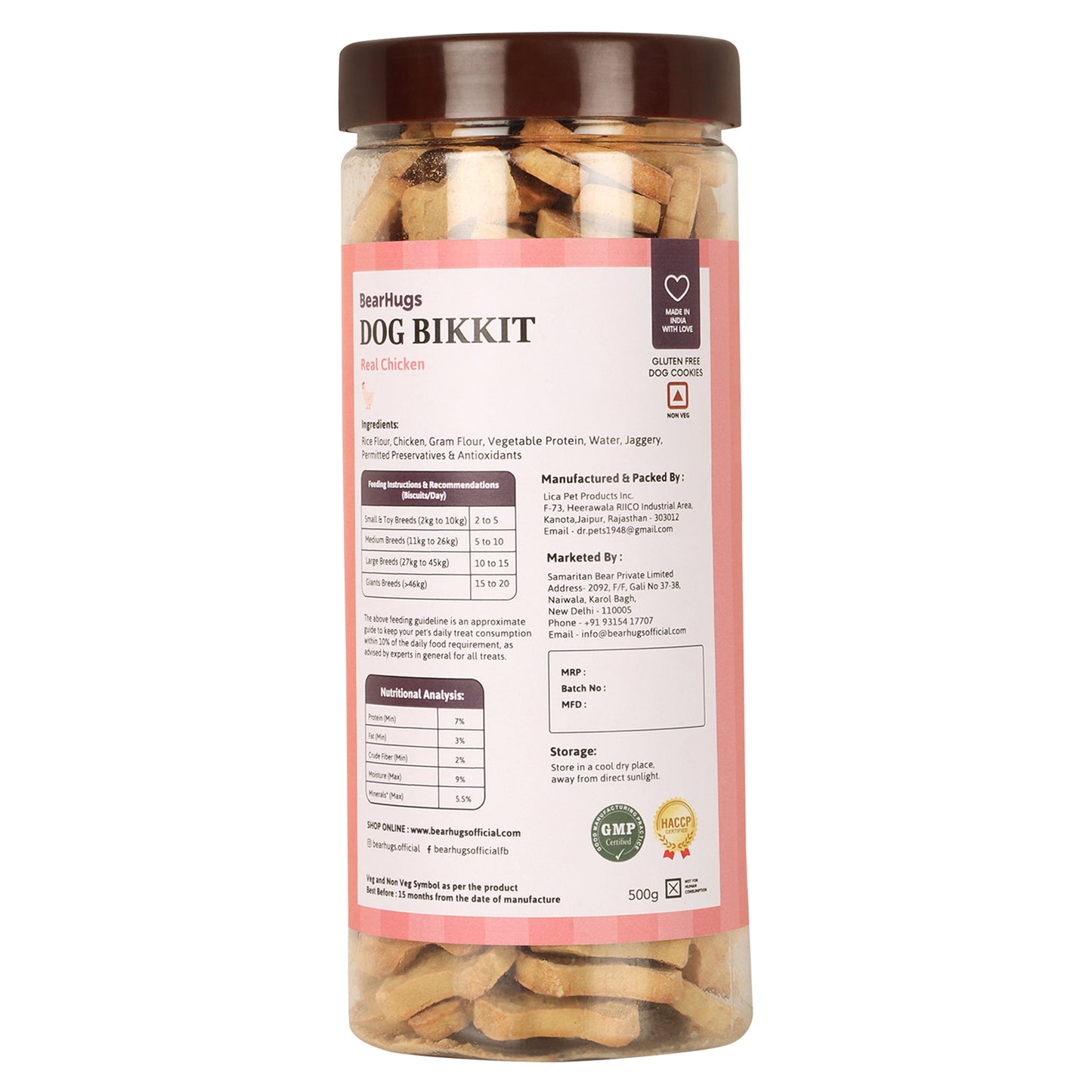 BearHugs Real Chicken Bikkit Gluten Free Cookies Dog Treats