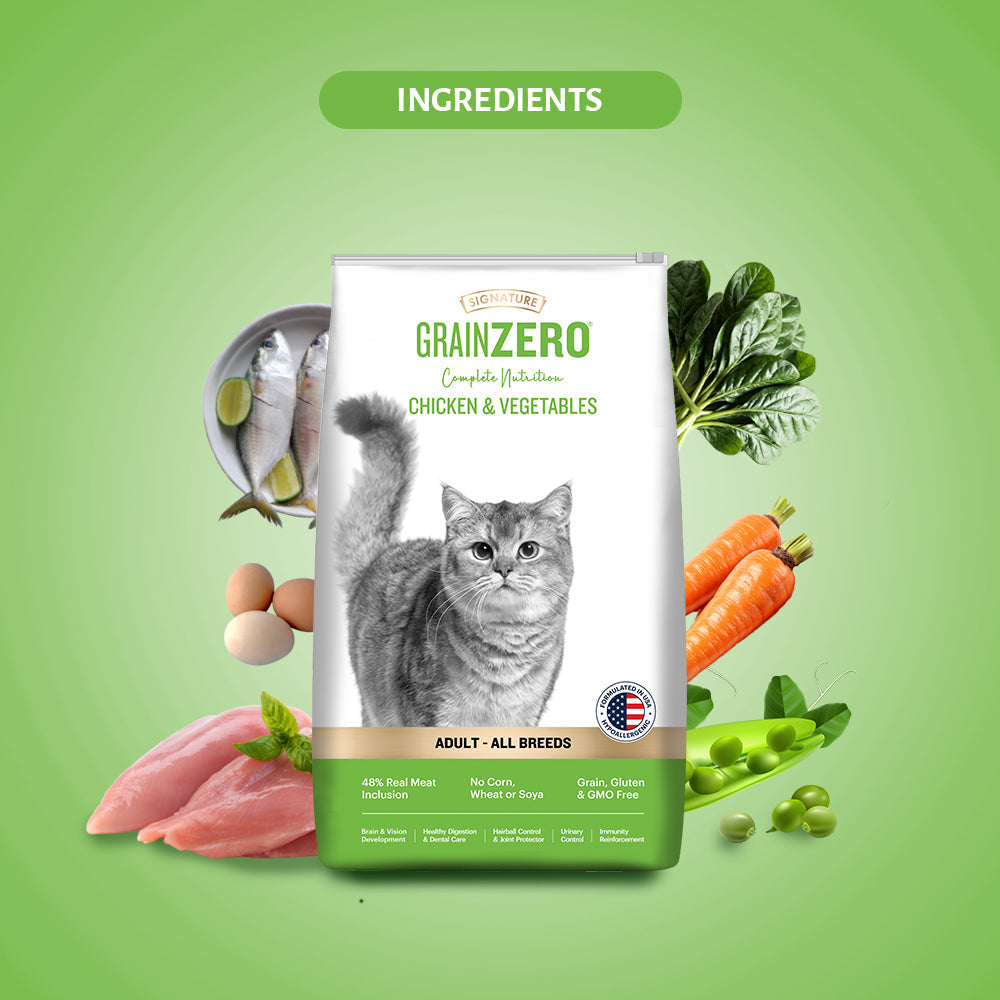 Signature Grain Zero Chicken & Vegetable Adult Cat Dry Food For All Breed