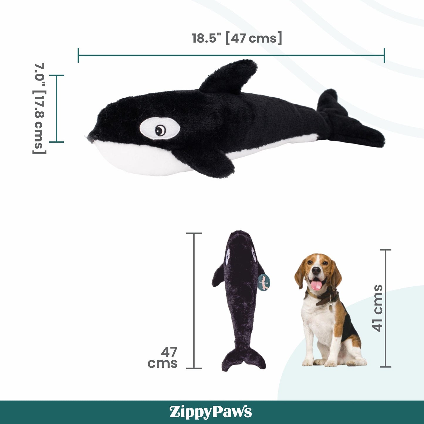 Zippy Paws Killer Whale Jigglerz Plush Toy for Dogs