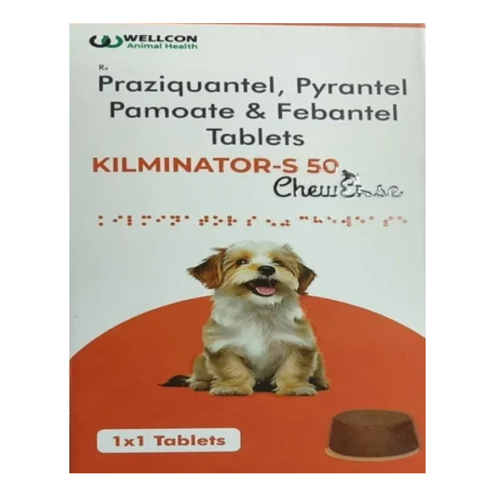 Wellcon Kilminator S 50mg Chewesse Tablet Dewormer for Dogs