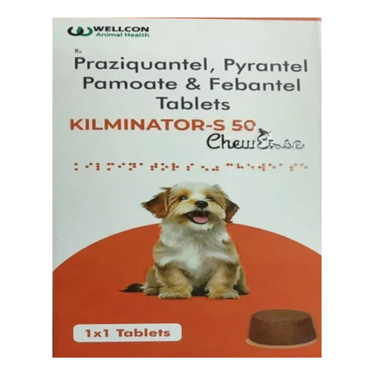 Wellcon Kilminator S 50mg Chewesse Tablet Dewormer for Dogs