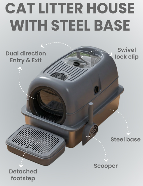 Skatrs Stainless Steel Litter Tray for Cats