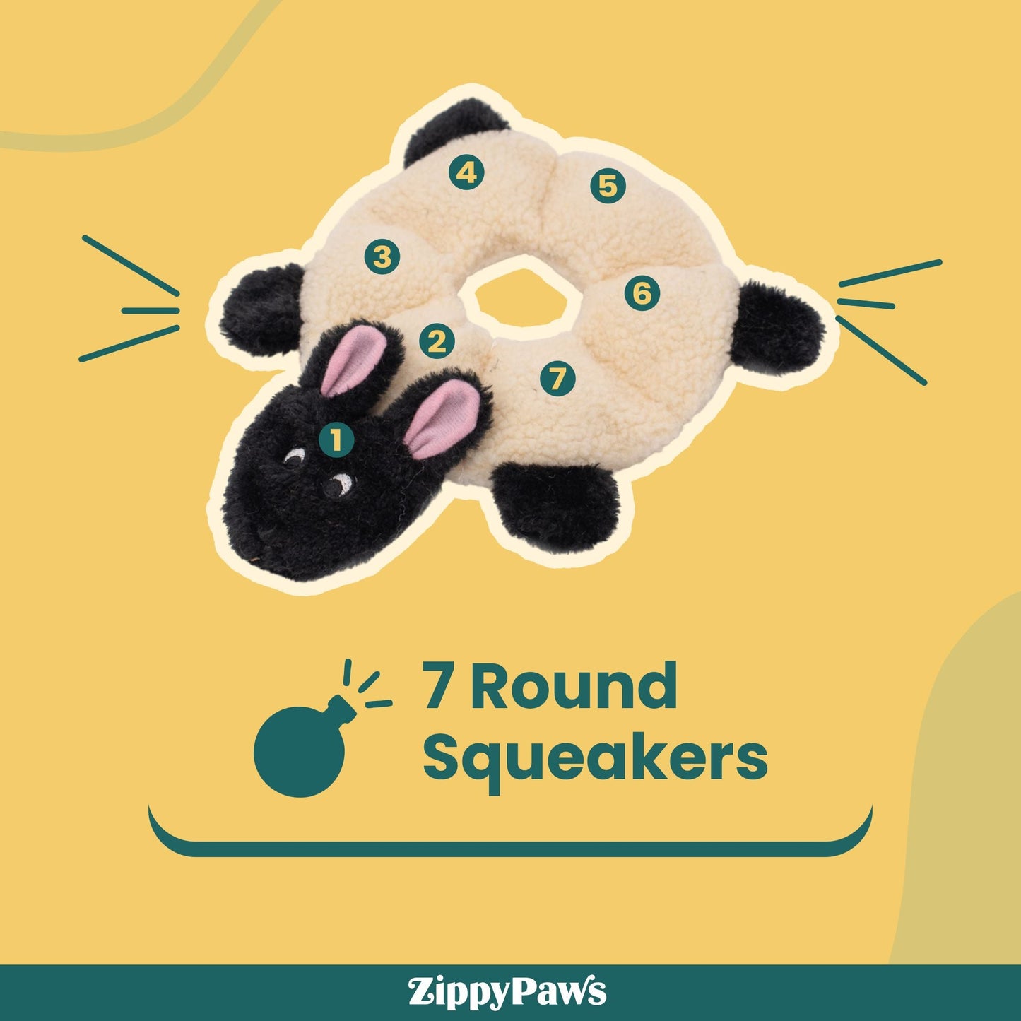 Zippy Paws Loopy Sheep Plush Toy for Dogs