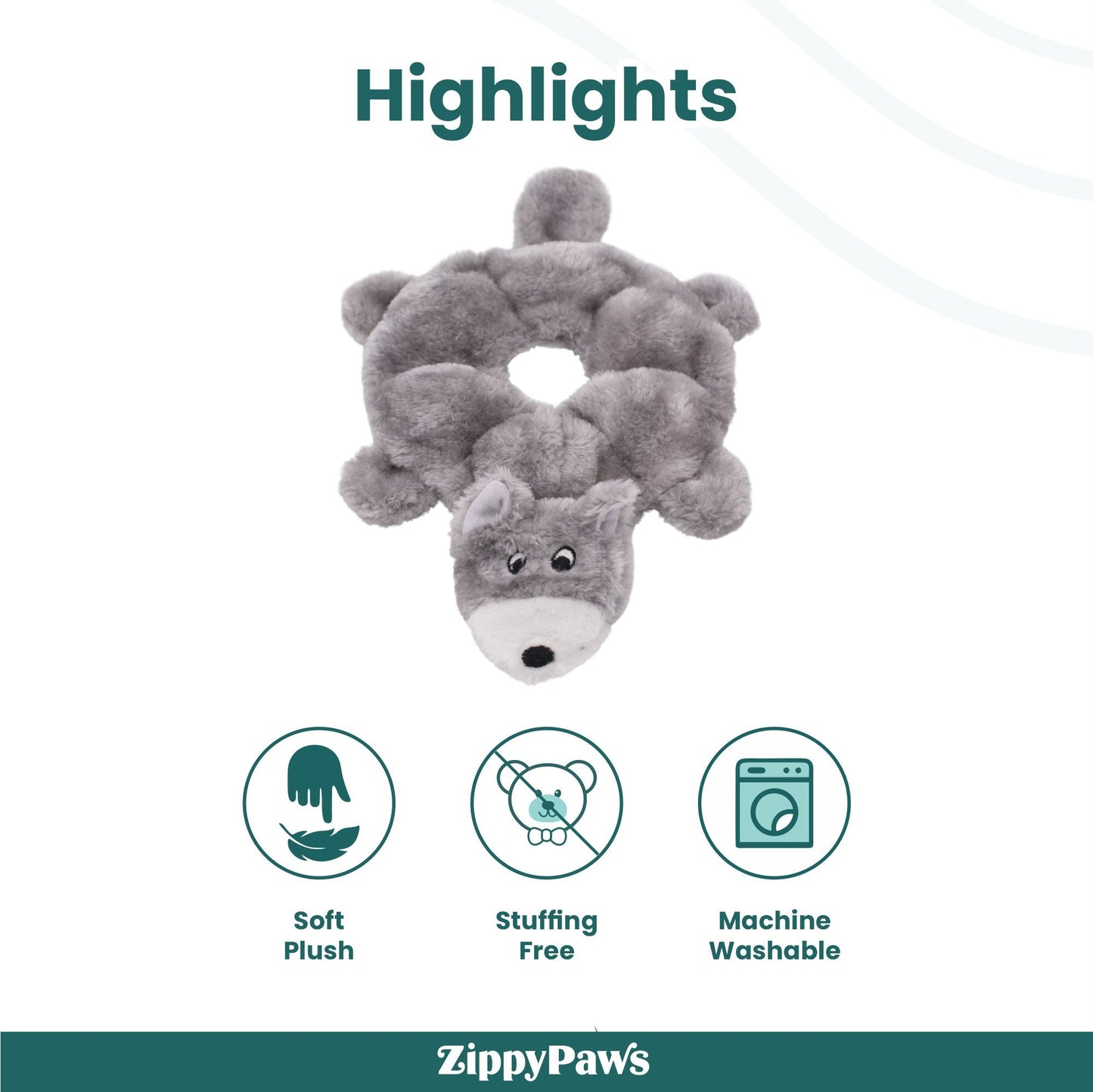 Zippy Paws Loopy Wolf Plush Toy for Dogs