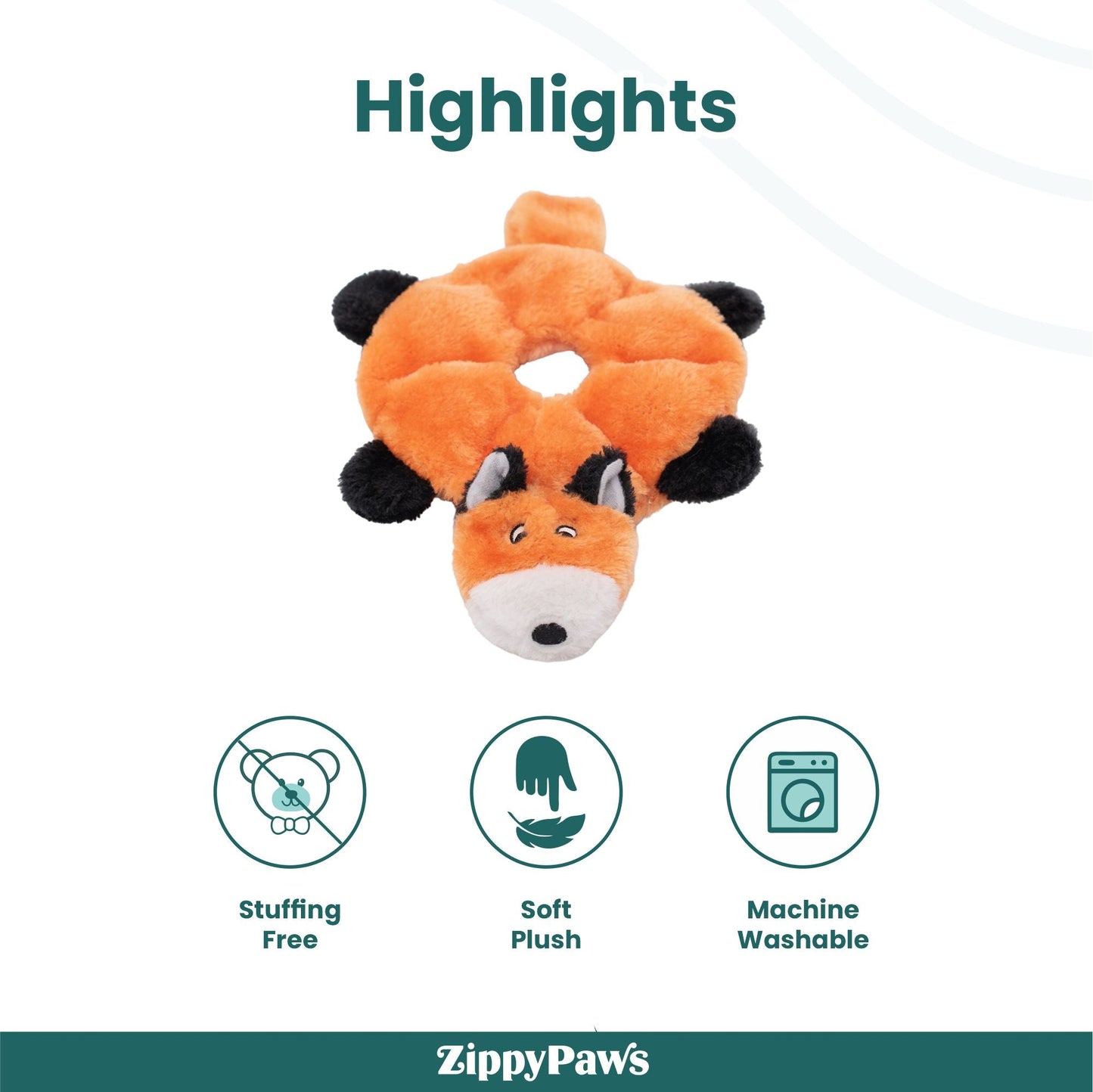 Zippy Paws Loopy Fox Plush Toy for Dogs