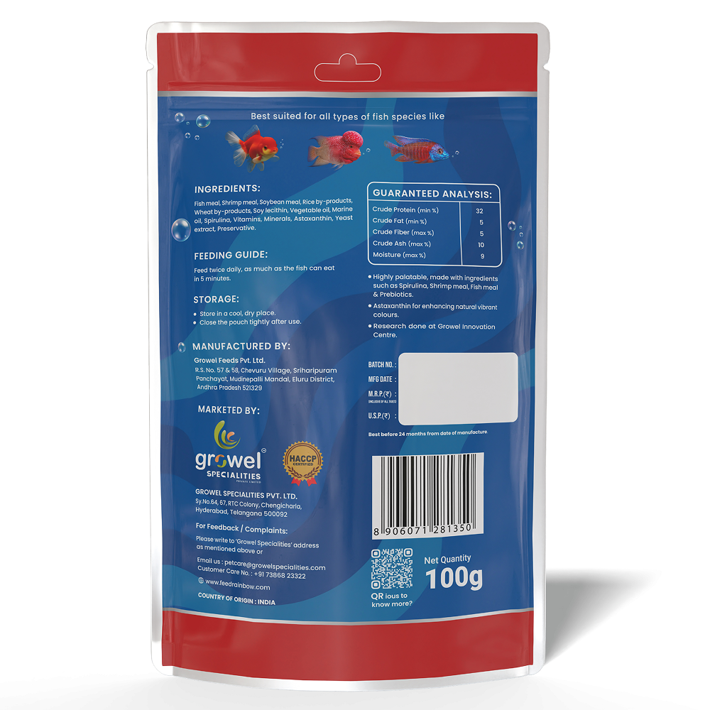 Growel Rainbow Small 3.5mm Floating Pellet for Fish