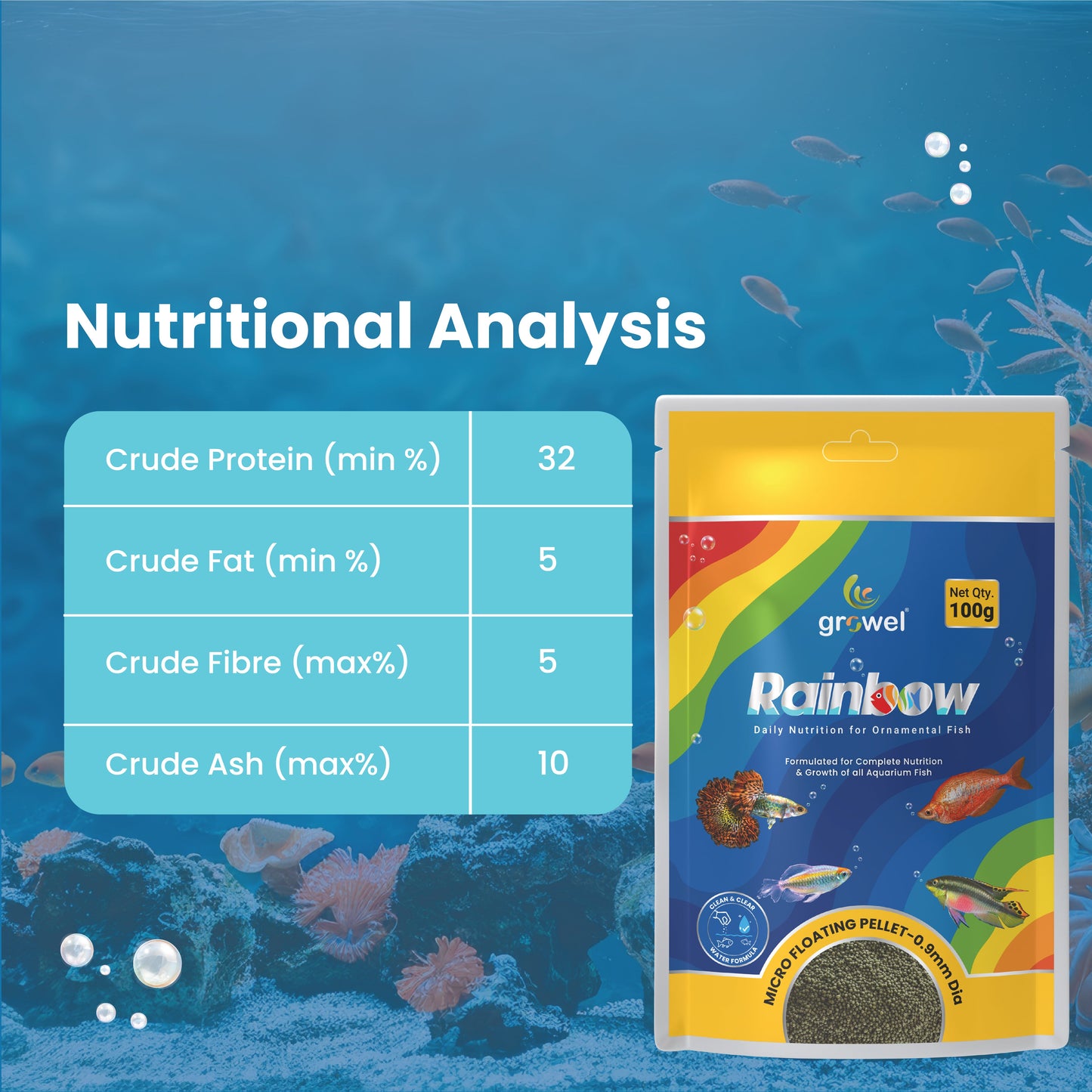 Growel Rainbow Micro 0.9mm Floating Pellet for Fish