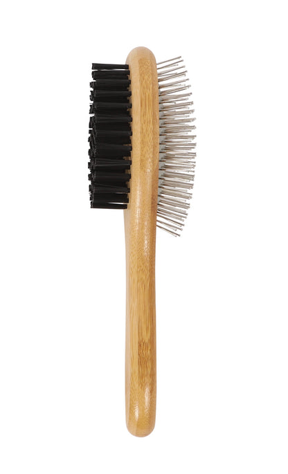 M PETS Bamboo Ball Pin Double Sided Grooming Brush for Dogs and Cats (Brown)