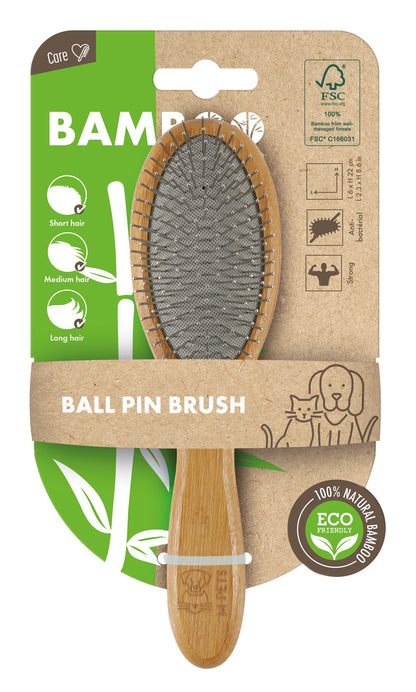 M PETS Bamboo Ball Pin Grooming Brush for Dogs and Cats (Brown)