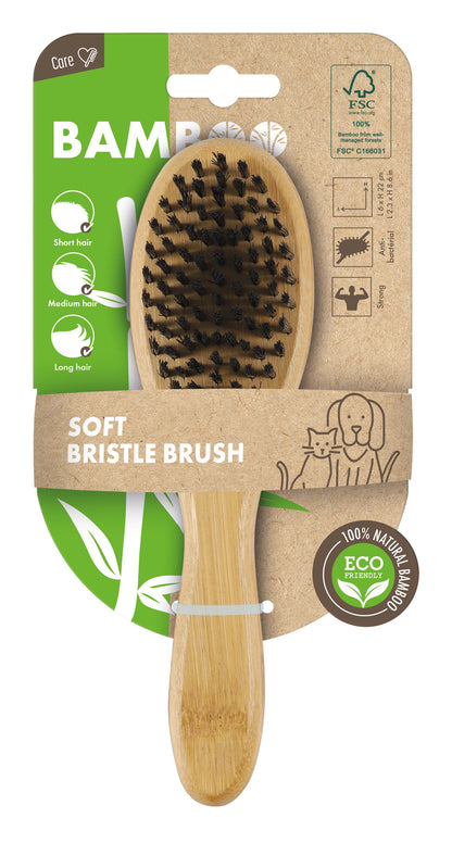 M PETS Soft Bristled Bamboo Brush for Dogs and Cats (Brown)