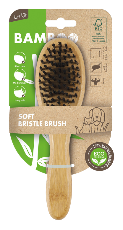 M PETS Soft Bristled Bamboo Brush for Dogs and Cats (Brown)