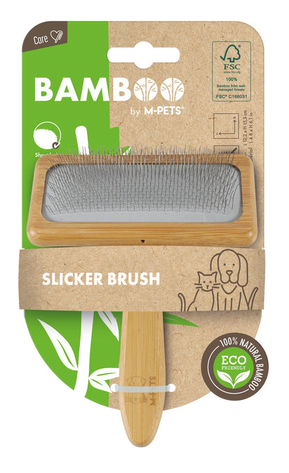 M PETS Bamboo Slicker Brush for Dogs and Cats (Brown)