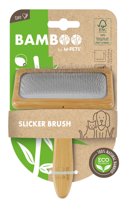 M PETS Bamboo Slicker Brush for Dogs and Cats (Brown)