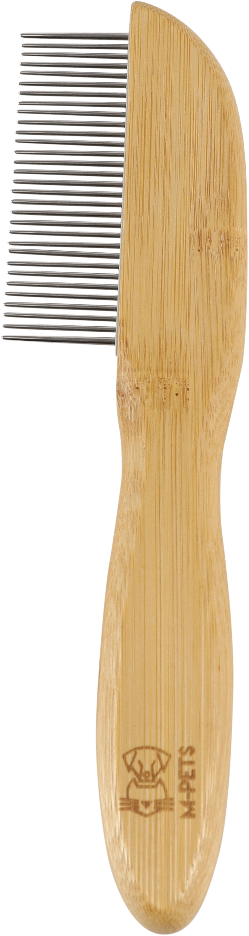 M PETS Bamboo Regular Comb With Rotating Teeth for Dogs and Cats (Brown)