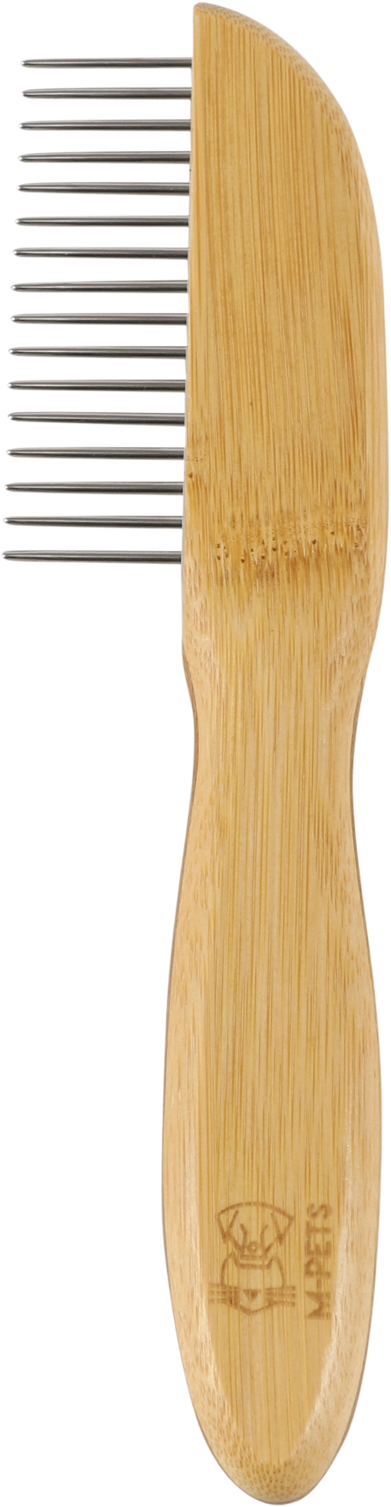 M PETS Bamboo Regular Comb With Rotating Teeth for Dogs and Cats (Brown)
