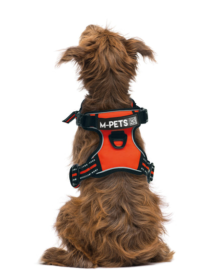 M Pets Water Resistant 3buckle Hiking Harness for Dogs (Orange)