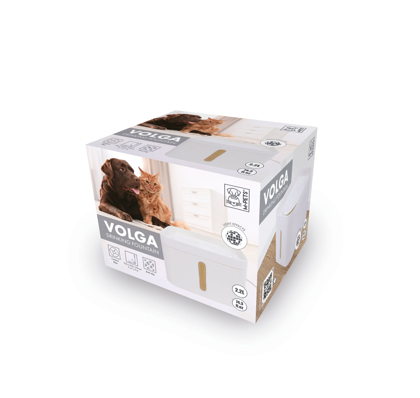 M Pets Volga Drinking Fountain for Dogs (White)