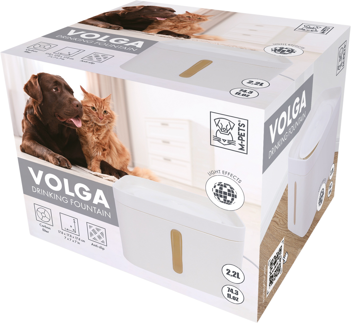 M Pets Volga Drinking Fountain for Dogs (White)