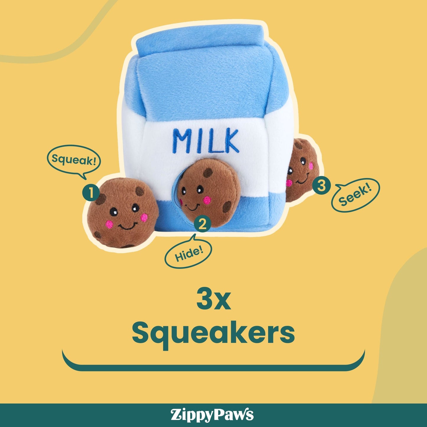 Zippy Paws Zippy Burrows Milk and Cookies Plush Toy for Dogs