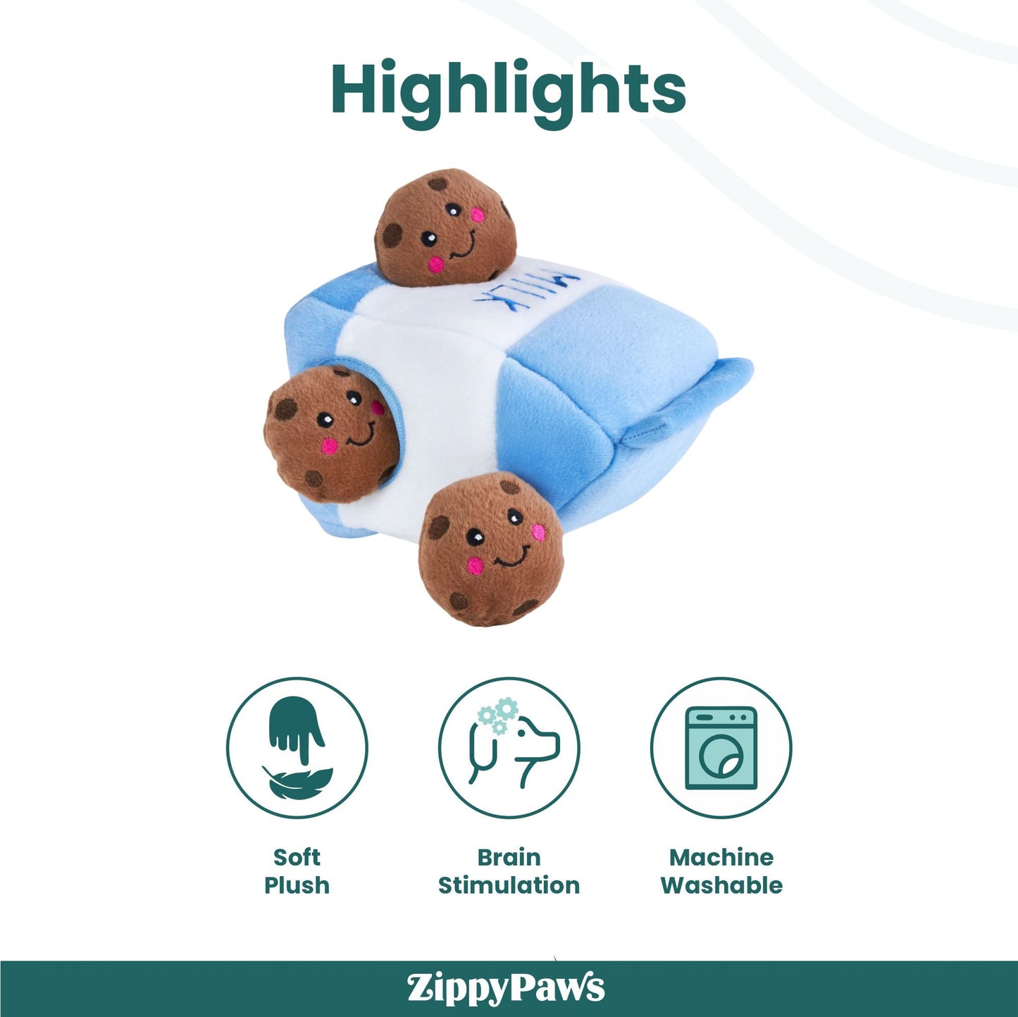 Zippy Paws Zippy Burrows Milk and Cookies Plush Toy for Dogs
