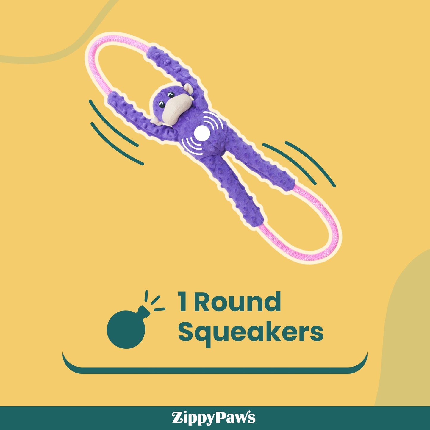 Zippy Paws RopeTugz Monkey Purple Plush Toy for Dogs