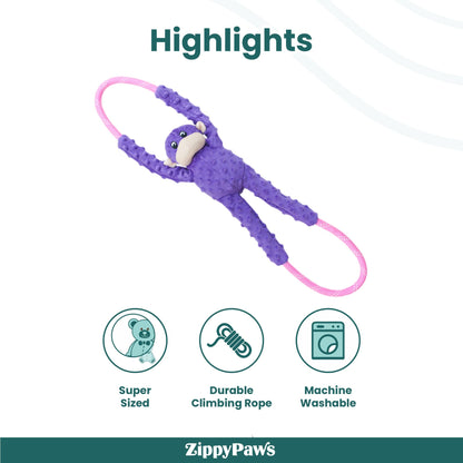 Zippy Paws RopeTugz Monkey Purple Plush Toy for Dogs