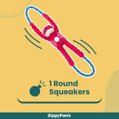 Zippy Paws RopeTugz Monkey Red Plush Toy for Dogs