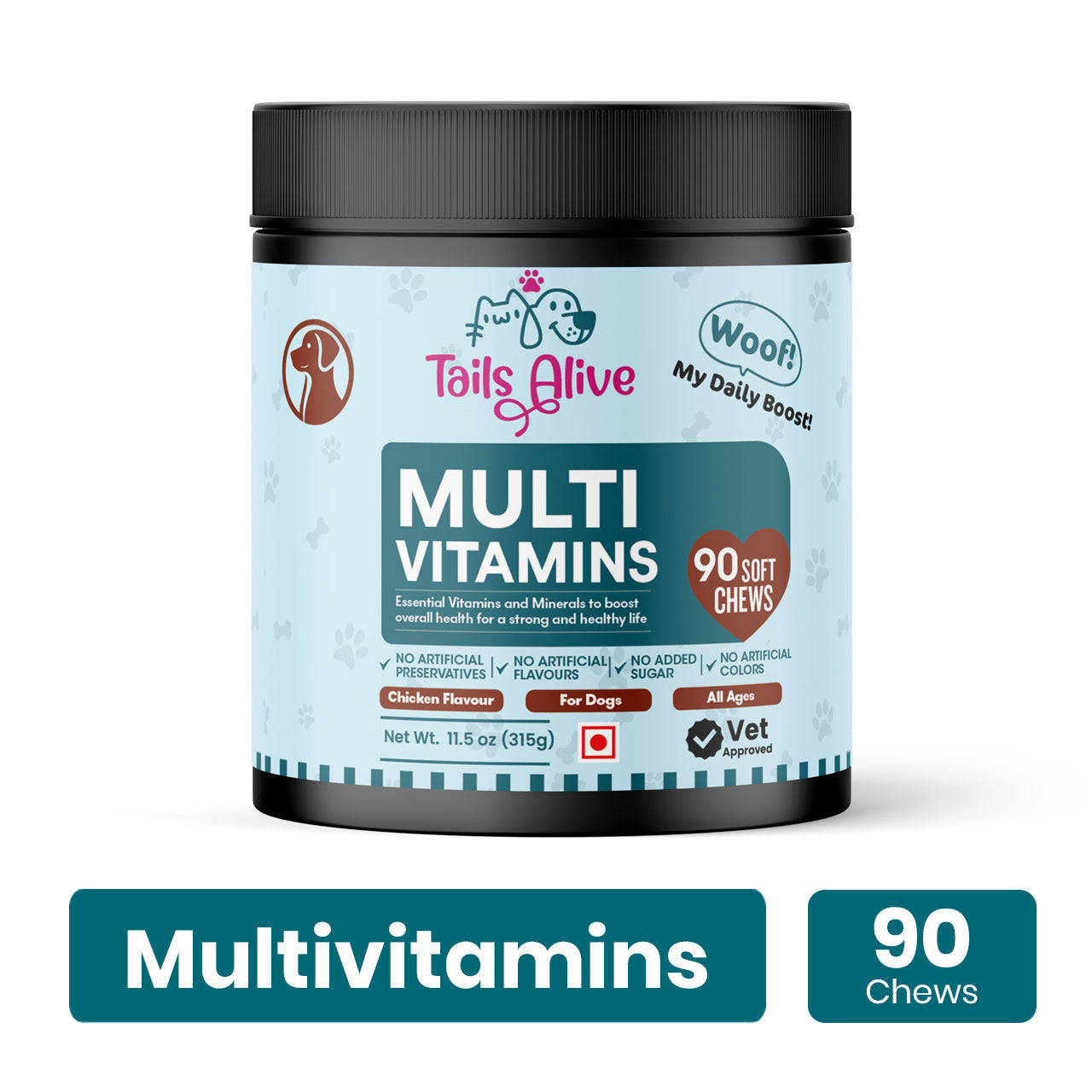 TailsAlive Chicken Flavour Multivitamin Soft Chews Supplement for Dogs